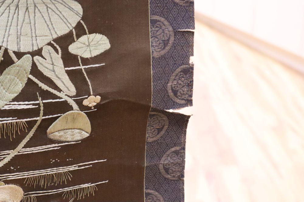 Two Japanese embroidered screens